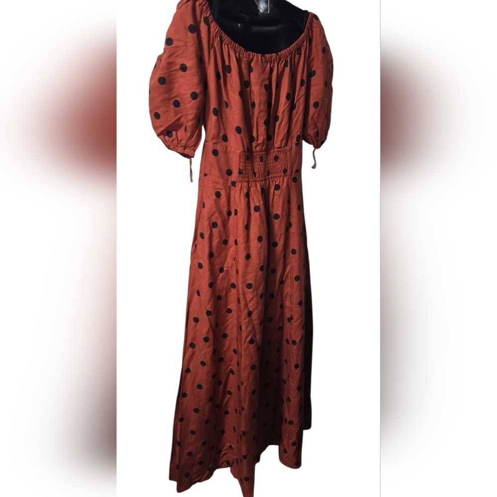Maeve Lucienne Off-The-Shoulder Maxi Dress Polka Dot Size 6 - Picture 4 of 6